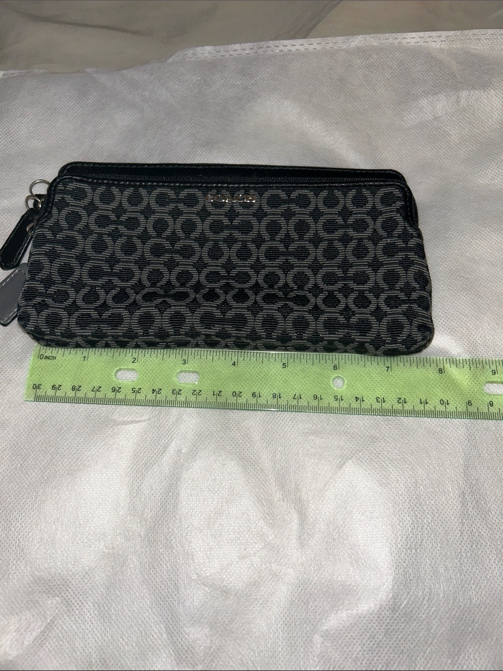 Coach Black & Gray Signature Zip Wristlet Pouch - Picture 11 of 12